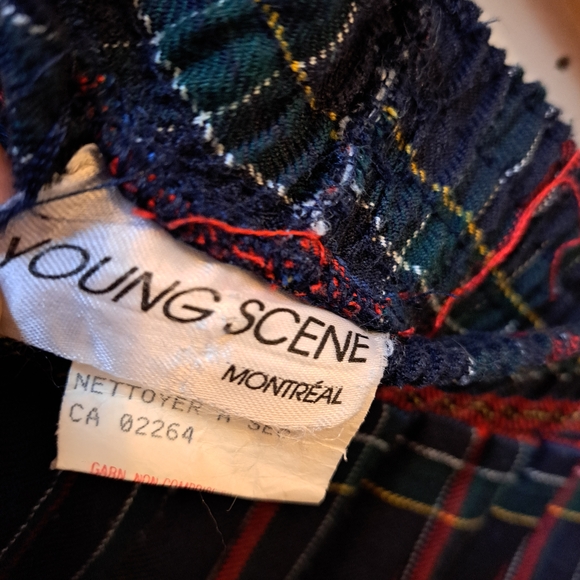 🇨🇦 Vintage Plaid Pleated Midi Skirt Blue Green | Elastic Waist | Size 14 - Picture 6 of 9